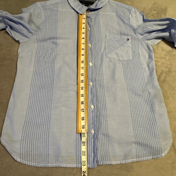 Tommy Hilfiger Button-Up Shirt Women's Large White Blue Stripe Preppy Nautical - Picture 4 of 11